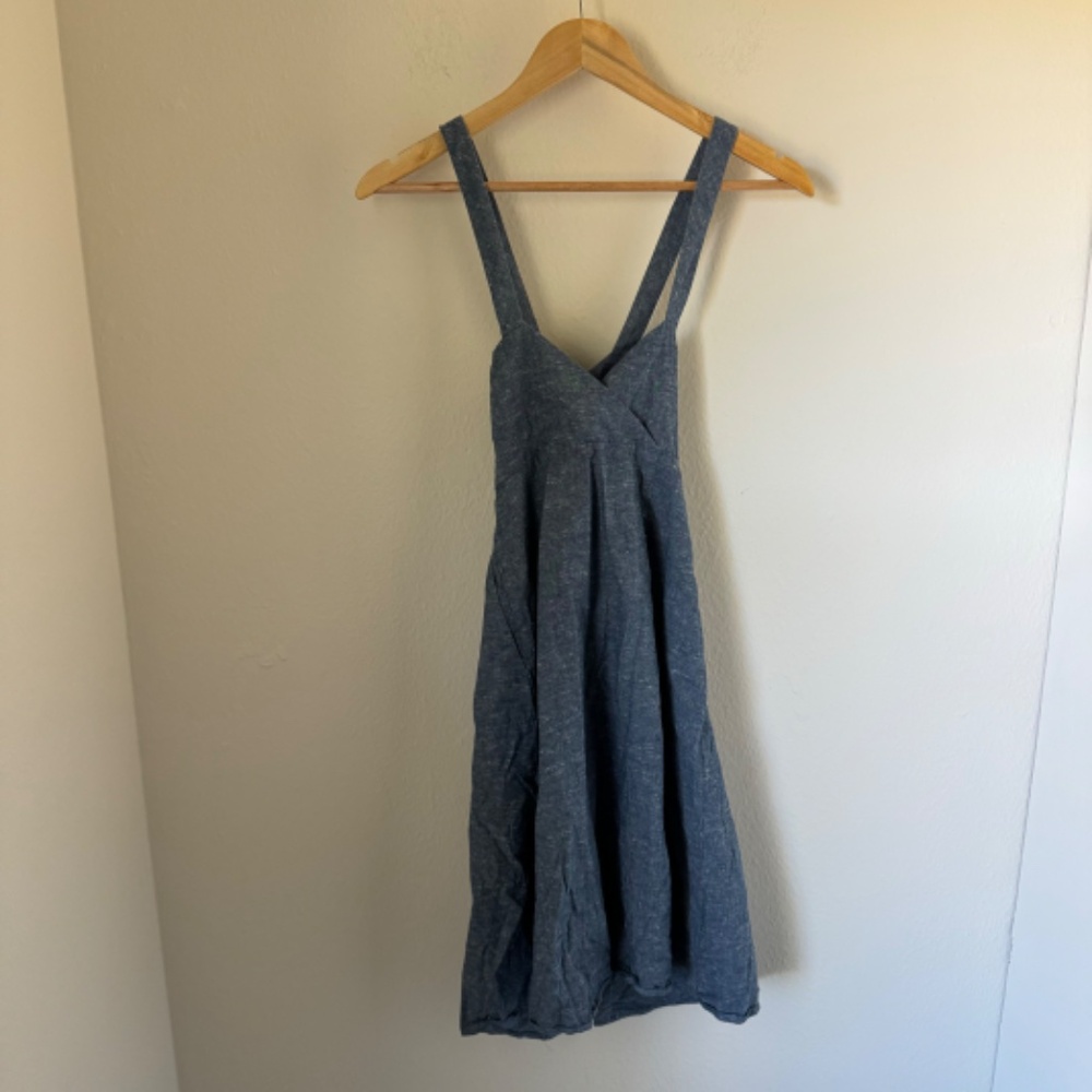 Madewell Dress Women's Size 00 Blue Chambray Tank Button Front Midi Festival - Picture 5 of 5